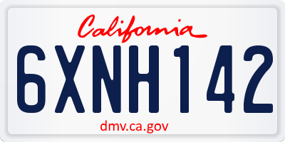 CA license plate 6XNH142