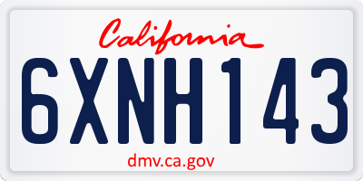 CA license plate 6XNH143