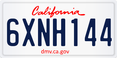 CA license plate 6XNH144