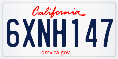 CA license plate 6XNH147