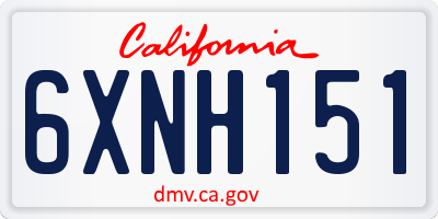CA license plate 6XNH151