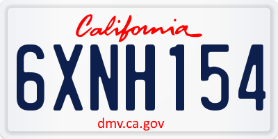 CA license plate 6XNH154