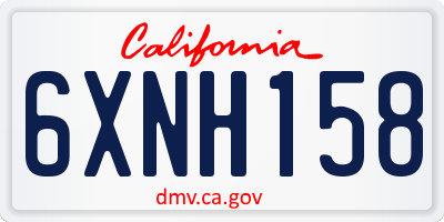 CA license plate 6XNH158