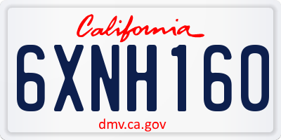 CA license plate 6XNH160
