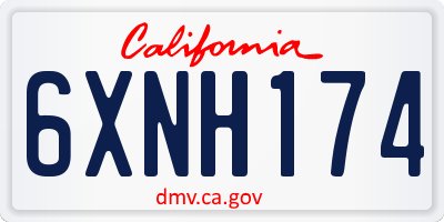 CA license plate 6XNH174