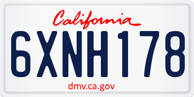 CA license plate 6XNH178
