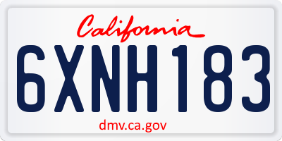CA license plate 6XNH183