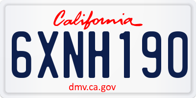 CA license plate 6XNH190