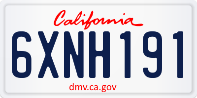 CA license plate 6XNH191