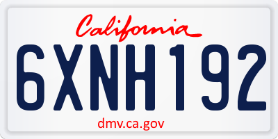 CA license plate 6XNH192