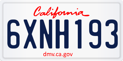 CA license plate 6XNH193