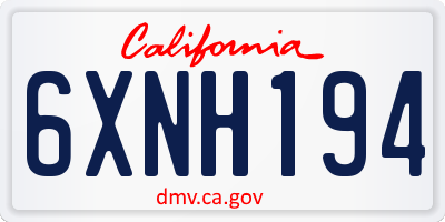 CA license plate 6XNH194