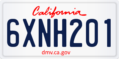 CA license plate 6XNH201