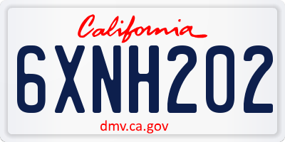 CA license plate 6XNH202