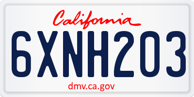 CA license plate 6XNH203