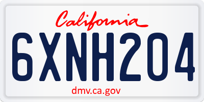 CA license plate 6XNH204