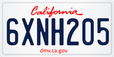 CA license plate 6XNH205