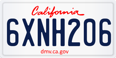 CA license plate 6XNH206