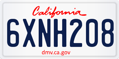 CA license plate 6XNH208