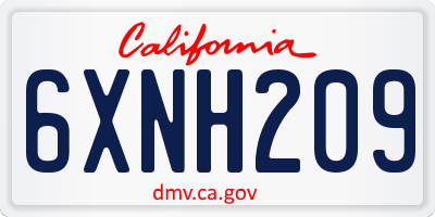 CA license plate 6XNH209