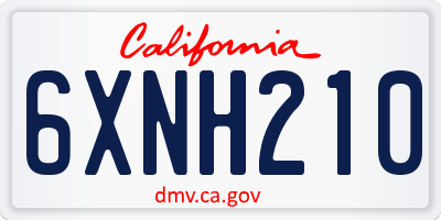 CA license plate 6XNH210