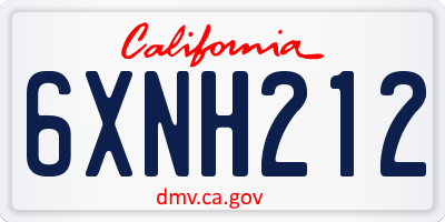 CA license plate 6XNH212