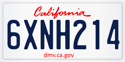 CA license plate 6XNH214
