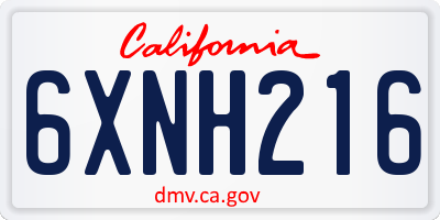 CA license plate 6XNH216