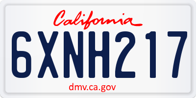 CA license plate 6XNH217