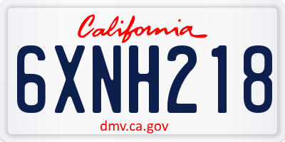 CA license plate 6XNH218