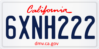 CA license plate 6XNH222