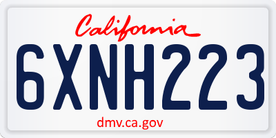 CA license plate 6XNH223