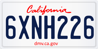 CA license plate 6XNH226