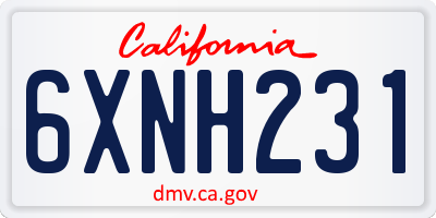 CA license plate 6XNH231