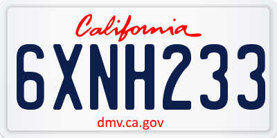 CA license plate 6XNH233
