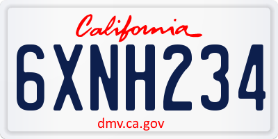 CA license plate 6XNH234