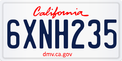 CA license plate 6XNH235