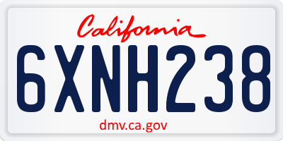 CA license plate 6XNH238