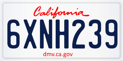 CA license plate 6XNH239