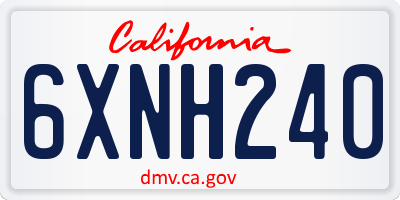 CA license plate 6XNH240