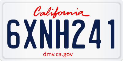 CA license plate 6XNH241