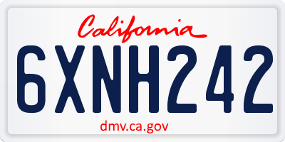 CA license plate 6XNH242