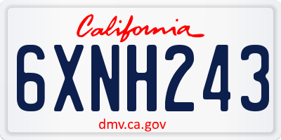 CA license plate 6XNH243