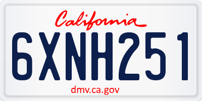 CA license plate 6XNH251