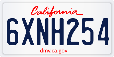 CA license plate 6XNH254