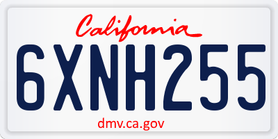 CA license plate 6XNH255