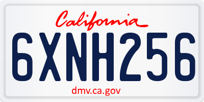 CA license plate 6XNH256