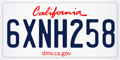 CA license plate 6XNH258
