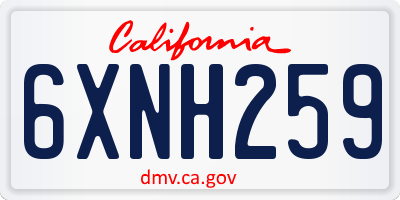 CA license plate 6XNH259