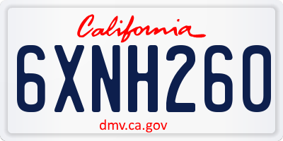 CA license plate 6XNH260
